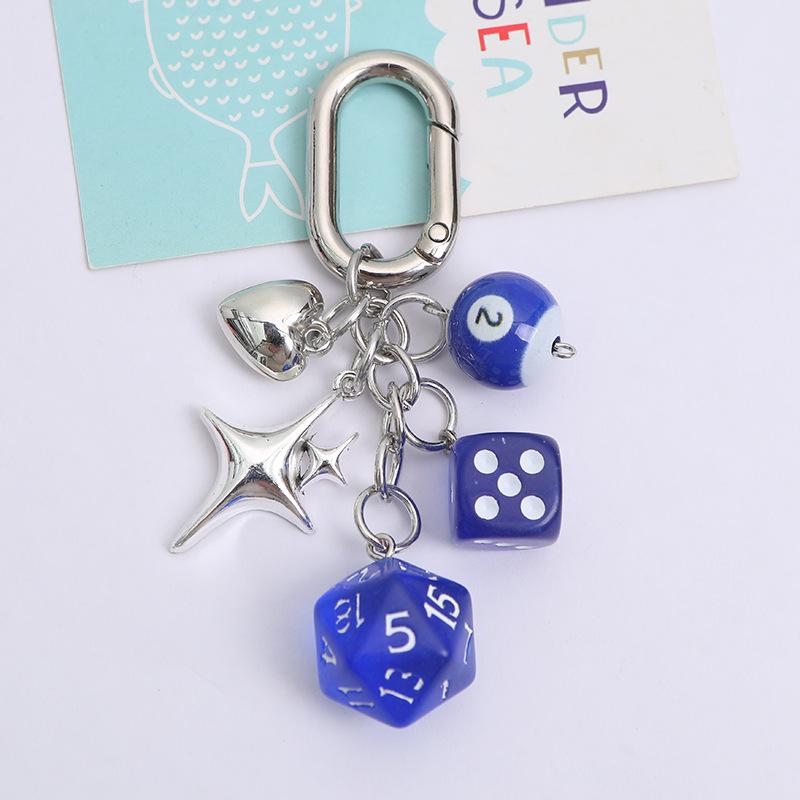 Dice Keychain Creative Star Manger Punk Style Keyrings for Women Bag Hanging Ornaments Accessories