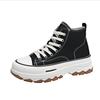 Women High Top Sneakers Lace-Up Casual Plarform Height Canvas Non-Slip Wear Resistant Spring Female Vulcanize Shoes