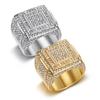 Ring Hip-hop Jewelry Gold-plated Diamond Square Domineering Men's Ring