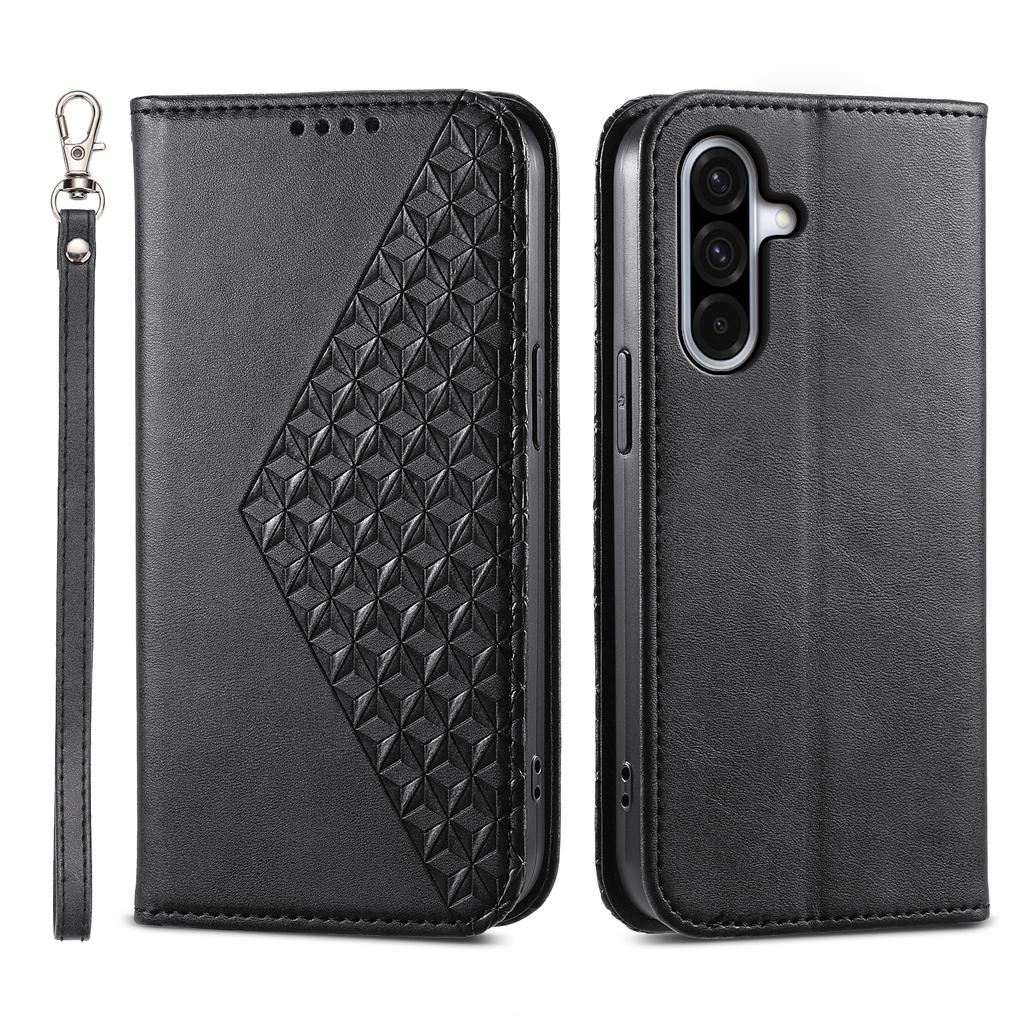 For Samsung Galaxy A17 5G Case Calf Texture PU Leather Wallet Phone Cover with Wrist Strap