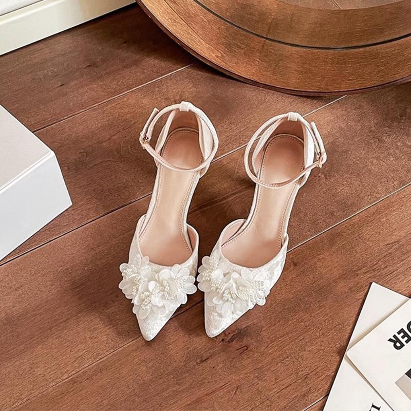 Fairy Skirt Rhinestone Bow Bag Head Sandals Female Summer One-word Buckle Hollow Apricot Stiletto High Heels
