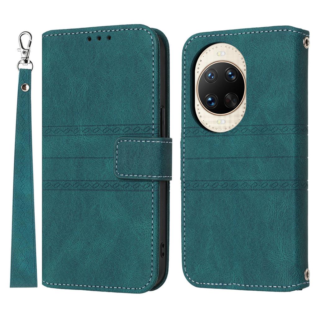 For Huawei Nova 14 Ultra 5G Case Wallet Skin-Touch Leather Imprinted Phone Cover with Wrist Strap