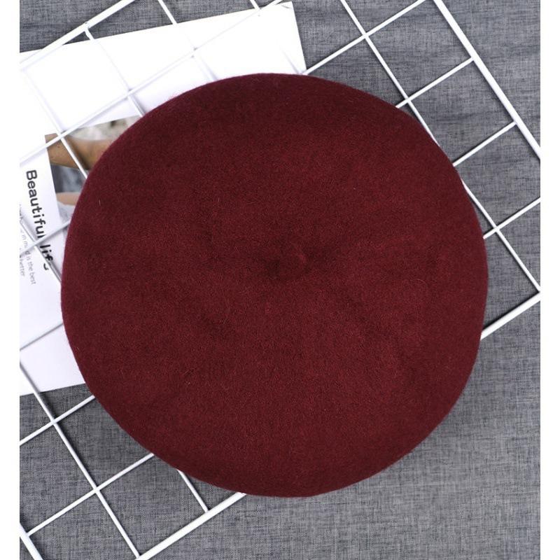 New Women's Korean Style Fashionable Spring Autumn Yarns Beret Hat Solid Color Thickened Warm Vintage Artistic Hats