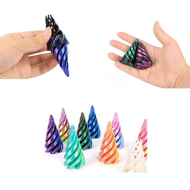 3D Printed Spiral Cone Toy Impossible Pyramid Passthrough Sculpture Pass Through Pyramid Fidget Mini Vortex Thread Illusion