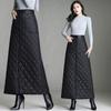 Autumn Winter Women's Down Cotton-padded Skirt Windproof Warm Long Skirts with Button Quilted Cotton A-line Skirts