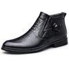 Men Shoes Handmade Black Mid -Heel Side Zipper Fashion All -Match Dress Ankle Boots Genuine Leather Business Men Snow Boots