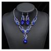 Women Necklace Earrings Set Luxury Symmetric Retro Rhinestone Hollow Out Anti-allergy Hanging