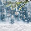 Christmas Tree Crystal Decoration Iridescent Clear Acrylic Snowflake Hanging Ornaments with Drop Pendants for Xmas Tree Winter Party Decoration