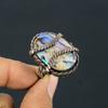 Abalone Shell Gemstone Copper Wire Wrapped Handmade Jewelry Ring For Her All Size