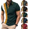 Новое поступление Мужская повседневная рубашка поло с принтом на груди, воротником на пуговицах, в деловом стиле, с цветными блоками, универсальная футболка