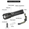 Super Bright P70 Strong Light Flashlight Aluminum 5 Levels Alloy Long-range Waterproof 5V USB Rechargeable Outdoor Flashlight