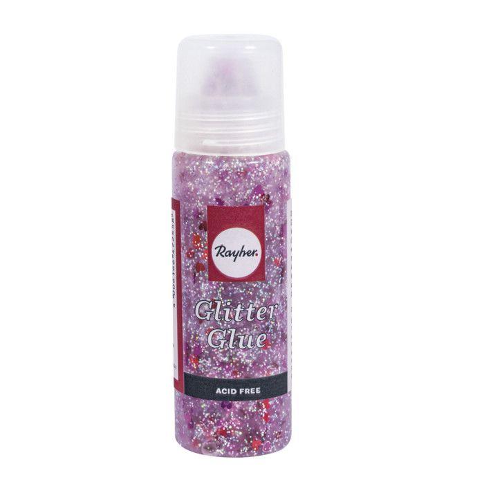 Glitter - Glue Petit coeur, rose oeillet / argent, Flacon 50ml