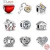 925 Fine Sterling Pendant Silver House Family Bead Love Charms Fit For Original Pandora Bracelet Lady DIY Jewelry Gift
