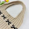 Yogodlns Women's Bow Shoulder Bag Aesthetics Crochet Handbag Purses Knitted Shopping Bag Summer Beach Bag Ladies Woven Tote Bags