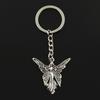 Fashion 30mm Key Ring Metal Key Chain Keychain Jewelry Antique Bronze Silver Color Plated Butterfly Angel 38x37mm Pendant