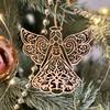 Wooden Angel Christmas Ornaments Rustic Angel Hanging Ornament with Hollow Design