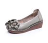 2024 Ethnic Style Cowhide Wedge Heels: Comfortable, Non-Slip, Floral Casual Shoes