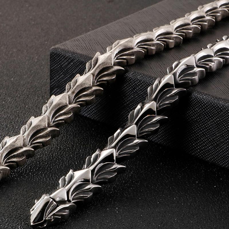 17MM Keel Chain Bracelet For Men Old Silver Color Stainless Steel Men's Bracelets Accessories Vintage Bikers Jewelry Armband