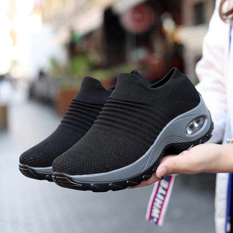 Plus-size Women's Shoes Air-cushioned Fly-woven Sports Shoe Covers Foot Shoes Fashionable Casual Shoes Sock Shoes