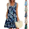 Womens Summer Dresses Loose U Neck Sleeveless Sundresses Dress With Pockets