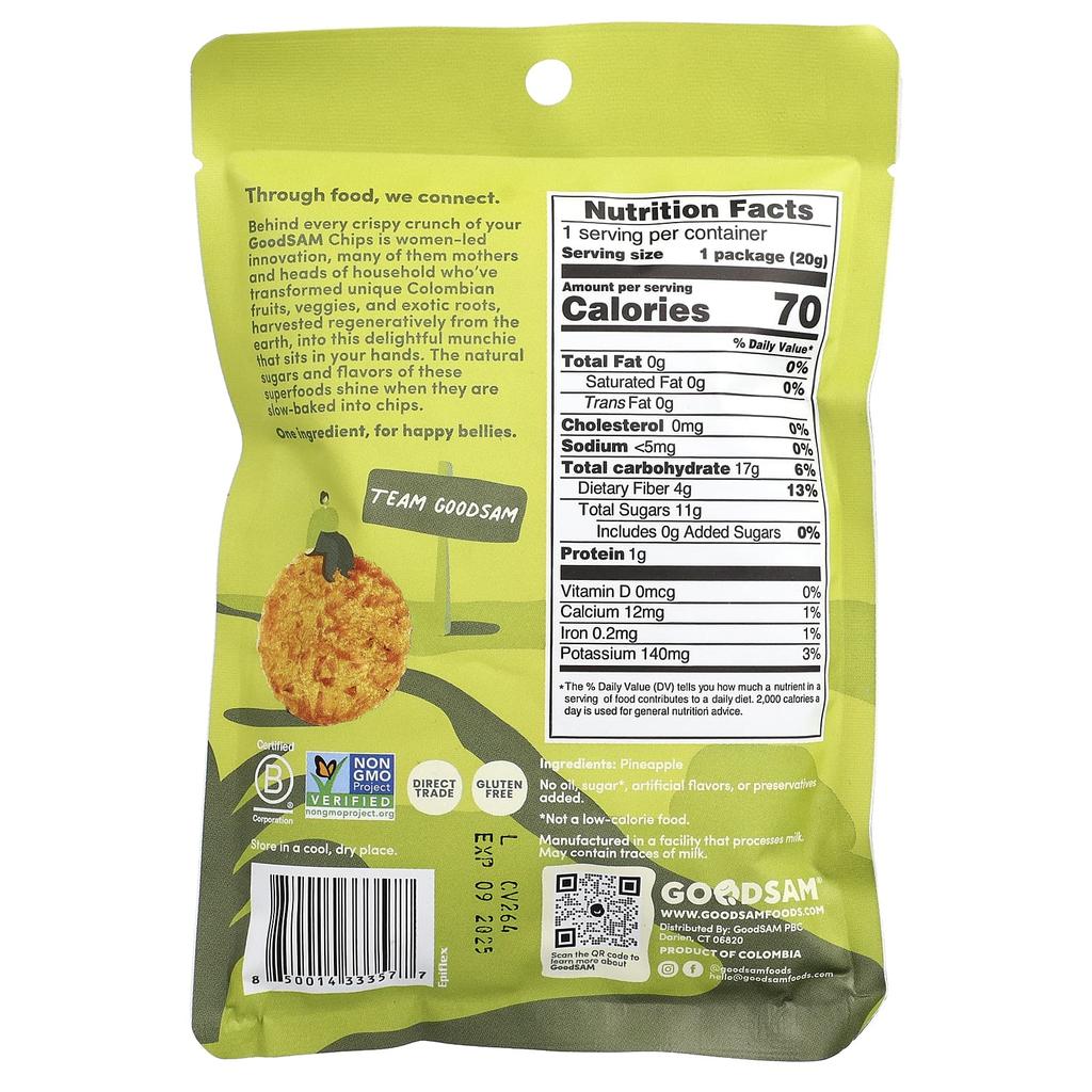 GoodSam PBC, Small Farms™, Crispy Crunch Chips, Pineapple, 0.7 oz (20 g)