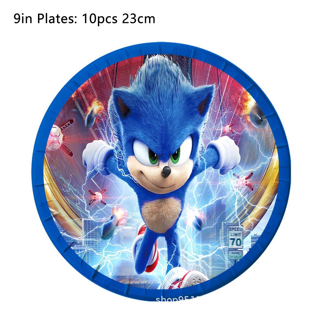 51pcs Sonic Birthday Party Supplies Including Tablecloth, Plates, Napkins Cups