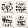 Simple Easter Pillow Cover Linen Printed Holiday Pillow Cartoon Car Pillow
