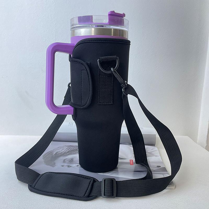 40Oz Water Bottle Carrier Bag Adjustable Shoulder Strap Mug Cups Sleeve Solid Color Bottle Holder For Outdoor Hiking