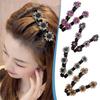Sparkling Crystal Stone Side Clip Flower Pattern Braided Hair Clips New Double Bangs Hair Clips