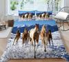3D Horse Pattern Bedding Single Double Bed Full Size Animal Print Pillowcase and Quilt Cover Microfiber Washable Home Decoration