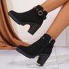 High-heeled Women's Boots Autumn and Winter New Fashion Martin Boots Thick Heel Round Head Side Zipper Short Boots