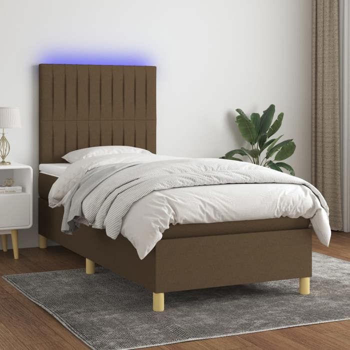 VidaXL Slat Bed Base with Mattress and LED, Upholstered Bed, Single Bed, Adult Bed for Interior Bedroom, 3135568