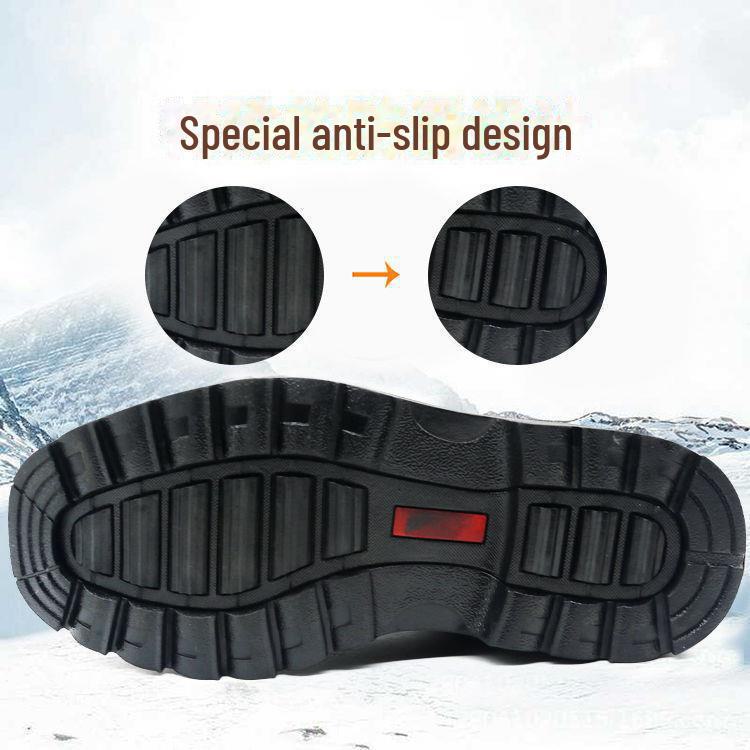 Men's Genuine Leather Winter Boots - Non-Slip, Thickened Cowhide and Wool for Cold Protection