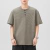 New Summer Short-sleeved T-shirt Men's Button Pullover T-shirt Japanese Five-quarter Sleeve Loose