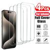 4Pcs Tempered Glass for IPhone 16 15 14 13 12 11 Pro Max Screen Protector for IPhone 7 8 Plus SE X XS Max XR Protective Glass