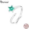 925 Sterling Silver Meteor Opening Ring Green Star Adjustable Ring for Women Birthday Gift Fine Jewelry