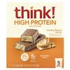 Think!, High Protein Bar, Creamy Peanut Butter, 5 Bars, 60 G (2.1 Oz) Each