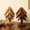 5Pcs Wooden Tree-Shaped Coasters with Base Heat-resistant Drink Placemats Pot Holder Dining Handmade Table Protectors Kitchen Accessory