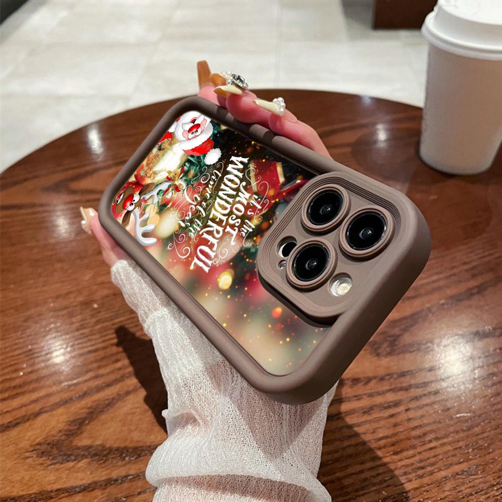N109 Happy New Year Merry Christmas Design Soft Angel Eyes Phone Cases for iPhone 16 15 14 13 11 Pro Max 8 7 6 Plus 12 Mini XR XS Max Shockproof Cover