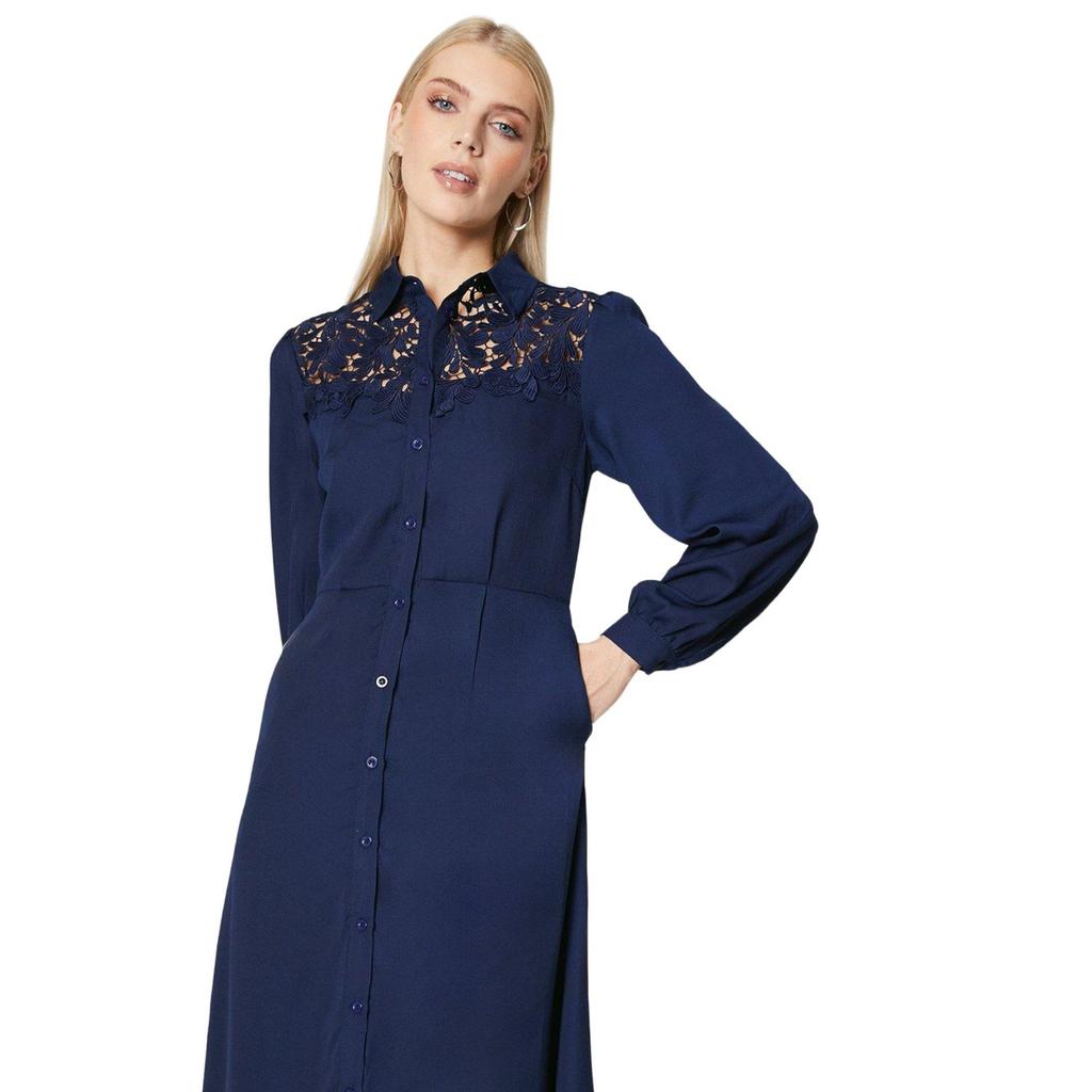 Principles Womens/Ladies Lace Detail Button-Down Midi Dress