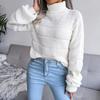 GMXIA Women's Fashion Casual Solid Color  Autumn Winter Long Sleeve High Neck Loose Cut-out Bottom Knit Sweater