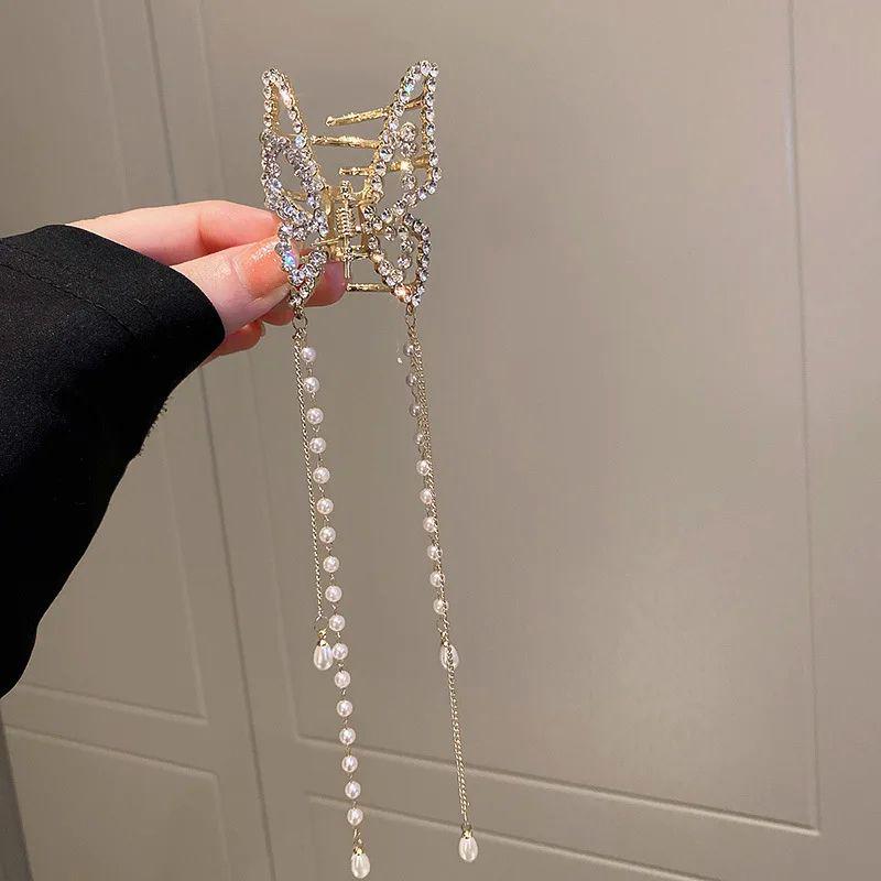 Elegant Metal Butterfly Hairpin with Tassel Pendant for Women, 2025 New Style