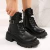 Plus Size 43 Black Platform Combat Boots Women Metal Decor Lace Up Ankle Botas Mujer Punk Style Thick Bottom Motorcycle Boots