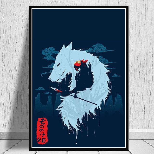 Japan Anime Princess Mononoke Canvas Painting Posters and Prints Wall Art Pictures for Living Room Cuadros Home Decoration No Frame