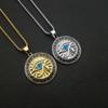 Eco-friendly Alloy Jewelry, Electroplated Color-retaining Accessories, Eye of Horus Necklace, Blue Eye Round Pendant.