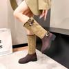 Fashion 2024 High Quality New Fashion Women Knee-High Boots Autumn Winter New Outdoors Solid Color Women's Shoes Botines De Mujer