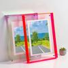 Floating Photo Frame Horizontal Vertical Neon Acrylic Home Gallery Office Wall Mount Desktop Standing Decorative Picture Poster Display Frame