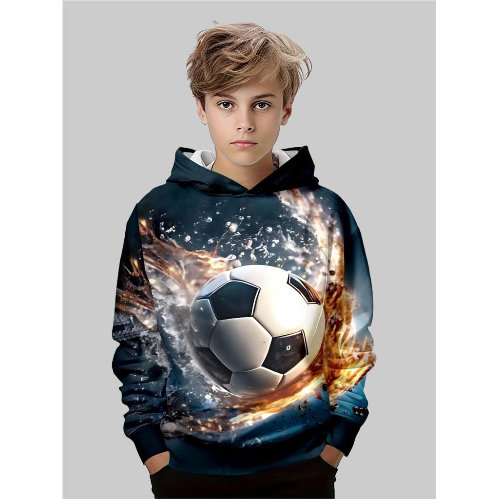 Children's Clothing, Boys' Hoodies, Long Sleeved 3D Printed Spring and Autumn Casual Outdoor Fashion Tops