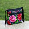 New Ethnic Style Embroidery Bag Three Zipper Women Shoulder Crossbody Bag Small Handbags for Women Casual Canvas Travel Bags