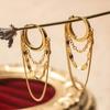 Stylish Chic Gold Color Chain Tassel Hoop Earrings for Women Punk Style Jewelry Best Friends Gift